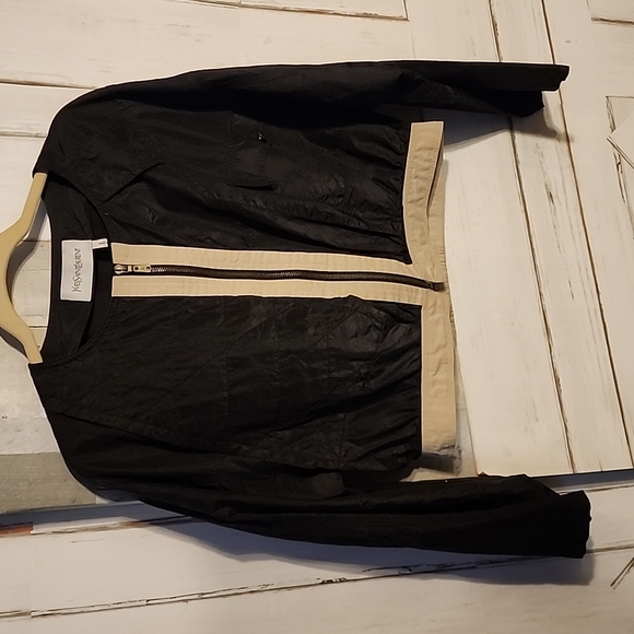 YVES SAINT LAURENT SILK CROPPED BOMBER JACKET. - Picture 1 of 9